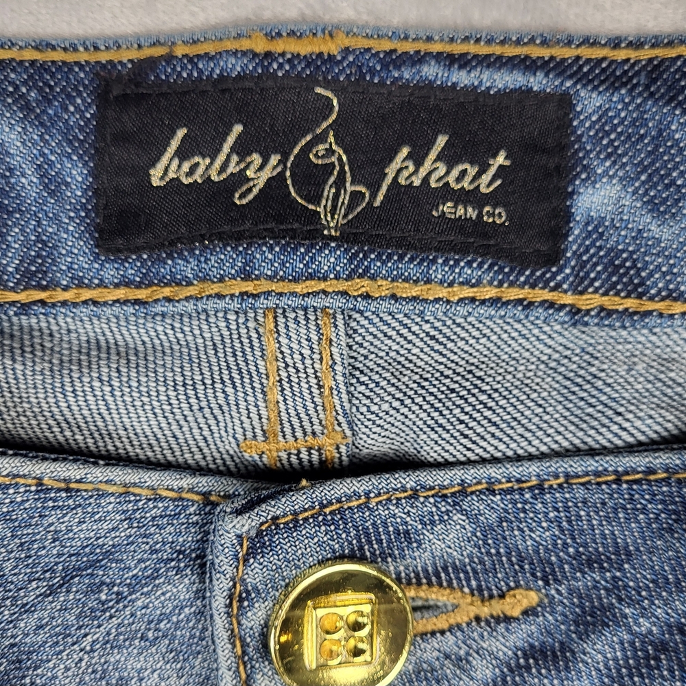Baby Phat Light Blue Denim Jeans with Gold Stitching - Picture 7 of 16